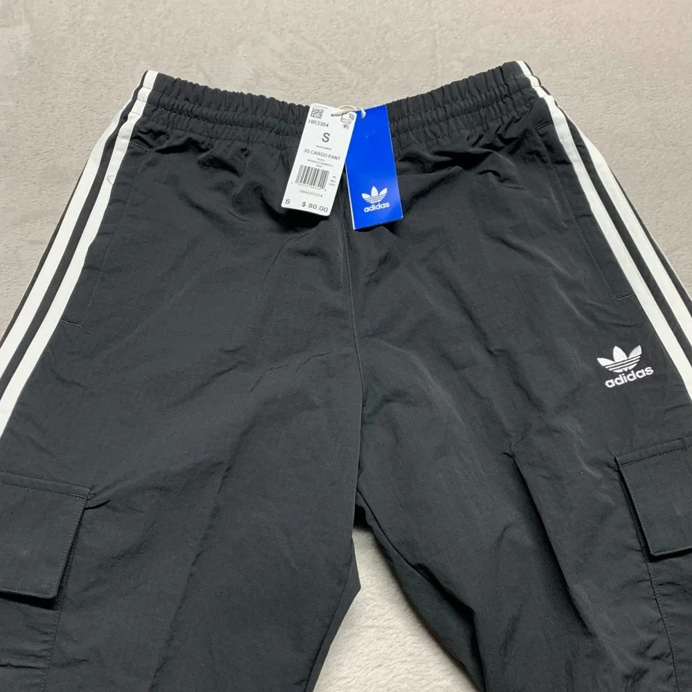 NWT Adidas Adicolor Men's S Originals 3 Stripe Cargo Pants Black HR3364 MSRP $80